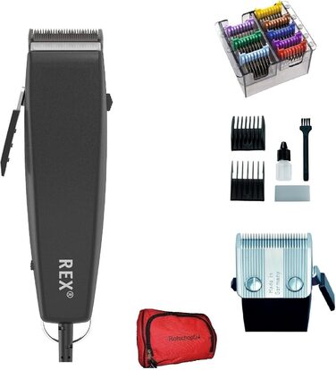 Професійна машинка для грумінгу собак REX (до 25 кг) з 8 металевими насадками та сумкою. Модель 40060 P