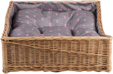 Корзина для собак та котів з ротангу, лежанка для тварин, 80x50 см, з подушкою сірого кольору