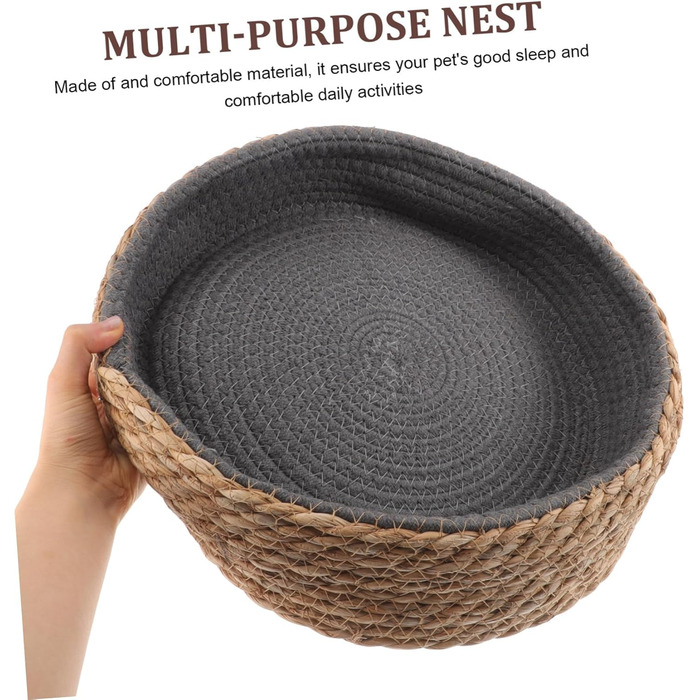 Кругле плете́не ліжко для котів та собак. Натуральне плетіння, будиночок для тварин, прохолодне та дихаюче ліжко, легко мити та підтримує тепло.