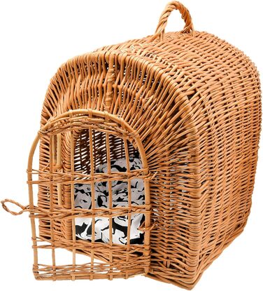 Транспортна переноска для кота/собаки з плетеного лози з подушкою, K5-080-SBWK