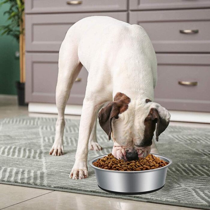 Миска для собак та котів Mery Home 2 шт. по 1750 мл, нержавіюча сталь, велика, з протиковзким дном, срізно-чорна