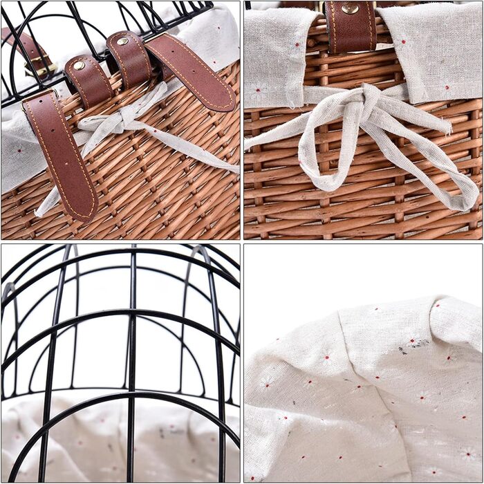 Плетенний велосипедний кошик для тварин з сіткою | Знімний кошик на кермо для собак та котів, зручний, безпечний, для подорожей