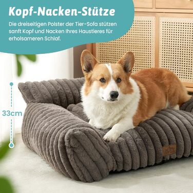 М'яке ліжко для котів та собак, ліжко-софа для домашніх тварин, 80x60x33 см, сірого кольору