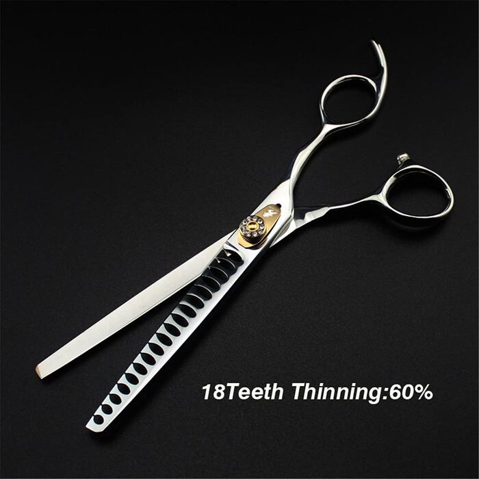 Набір професійних ножиць для грумінгу тварин 7.0 дюймів, 440C нержавіюча сталь, для собак та котів, блакитний (золотий)