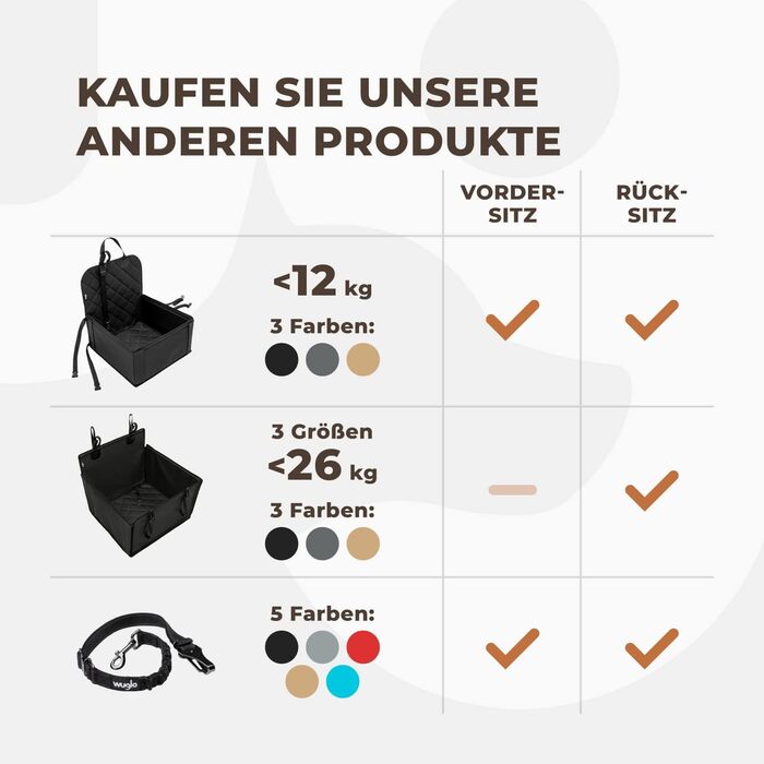 Автогурт для собак Wuglo 30-95см: безпечний кріплення для автокрісла, універсальний, чорний