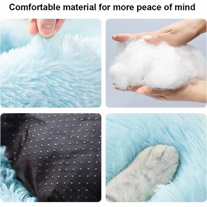 Кругле ліжко для котів та собак S-50cm, блакитне, 50 см, з неслизьким дном, для кошенят та собак маленьких та середніх порід