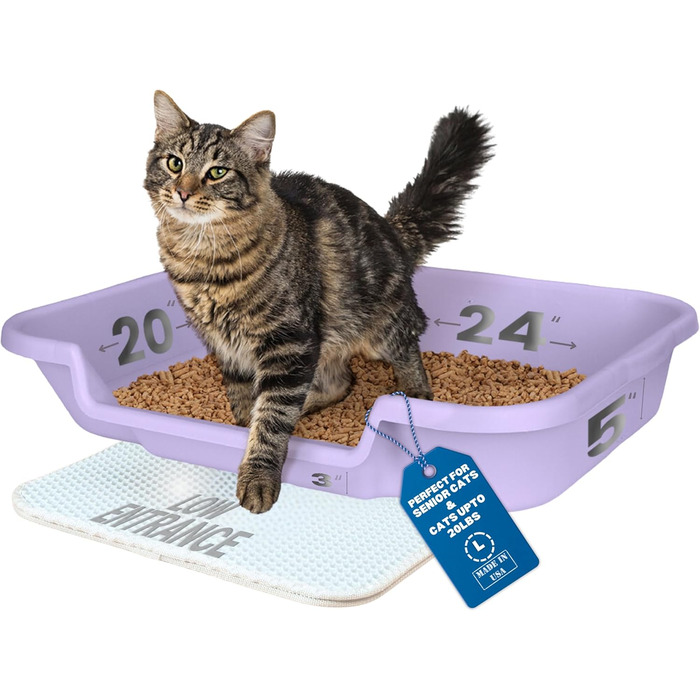 Котячий туалет Kitty Go Here Senior для літніх котів, без кришки, лаванда, США