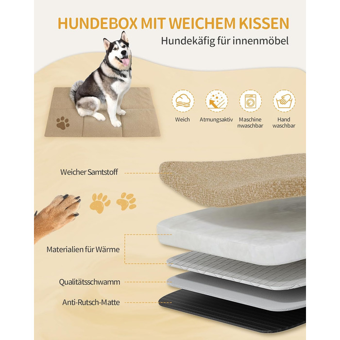 Дерев'яний вольєр для собак Hzuaneri DFC86801B (XXL) 120x75x81 см, з годівницею, вінтажний коричневий, для дому