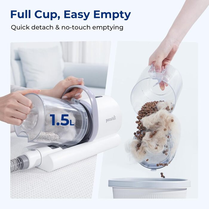 Пилсос для собак та котів Pecute 12000Pa з набором для грумінгу, 1.5л, машинка для стрижки