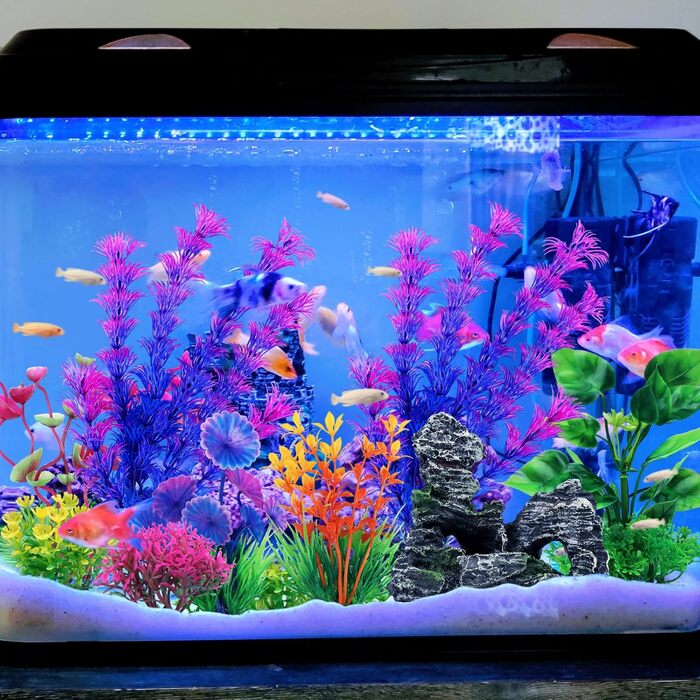 Аксесуари для акваріума QUOZUO, 9 шт: штучні рослини та декоративні камені-печери