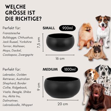 Керамічна годівниця для собак hej.mo | Чорна | Діаметр 16 см, об'єм 0,9 л | Міцна, для миття в посудомийній машині, стійка до подряпин та укусів | Годівниця для маленьких та середніх собак