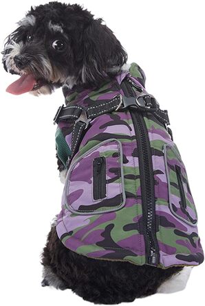 Зимова куртка для собак, світловідбиваючий одяг для собак, розмір M, жилет з інтегрованим шлейкою, одяг для домашніх тварин з світловідбиваючими смугами для маленьких та середніх собак