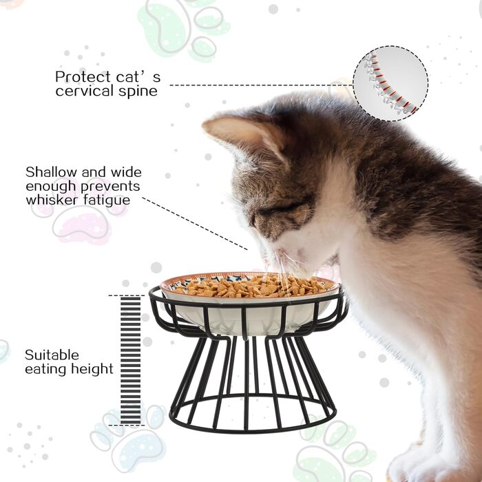 Набір мисок для котів Mifoci (8 шт.) з підняттям: керамічні миски для корму з 4 антиковзними підставками, 14 см, дизайн Мандала
