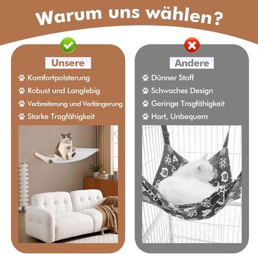 Підвісна лежанка для котів на стіну, набір для лазіння з масиву дерева з котячою сходинкою - стійке котяче ліжко, економне котяче меблеве рішення для сну, лазіння та відпочинку (підвісна лежанка + 2 сходинки)