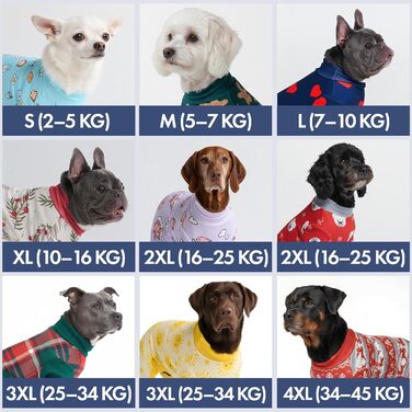 Піжама для собак Spark Paws, ультрам'яка, 4-стороння еластичність, післяопераційний одяг, сорочка-комбінезон для маленьких, середніх та великих собак - M (Gingerbread Man, XL: 10-16kg)