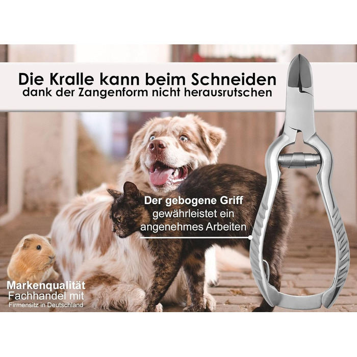 Професійний триммер для кігтів собак та котів Kraftvolle Krallenschneider з нержавіючої сталі, 14 см, з амортизуючою пружиною та блокуванням