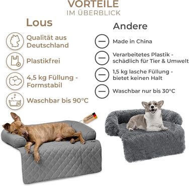 М'який килимок для собак на диван – ковдра для собак, ліжко для собак на диван – ручна робота, з бортиком, можна прати до 90°C, особливо м'який – розмір XL, приблизно 117x97x15 см (плюш, коричневий)