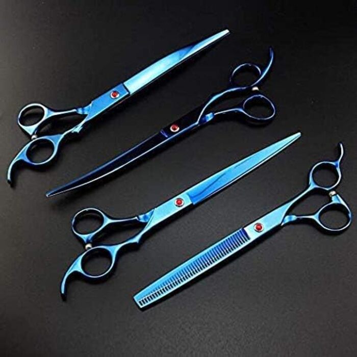 Набір для грумінгу тварин QUNINE: ножиці для стрижки, ножиці для собак, ножиці для вищипування, триммер з гребінцем, 20,3 см (блакитний)