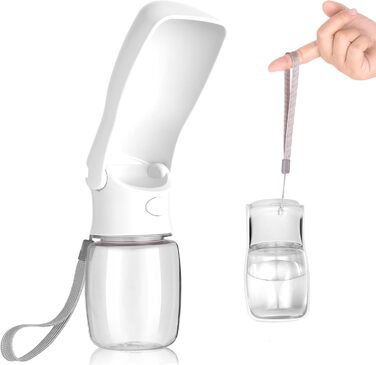 Складана пляшка для води для собак - портативна пляшка для домашніх тварин для собак та котів, для прогулянок, походів, подорожей (білий, 350 мл)