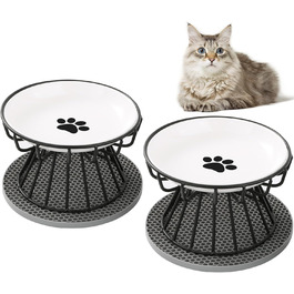Підвищені годівниці для котів 2 шт. з металевим стійкою, силіконовою підкладкою, керамічні миски для котів та маленьких собак