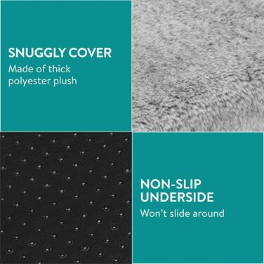 Navaris Тепла ковдра для котів та собак - 60x45x4 см. М'яка, знімний чохол, білий/сірий