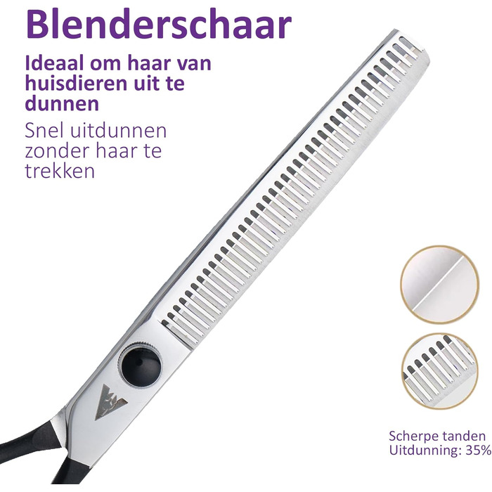 Професійний набір ножиць для грумінгу собак Achilles Pro Silver & Black 7 дюймів