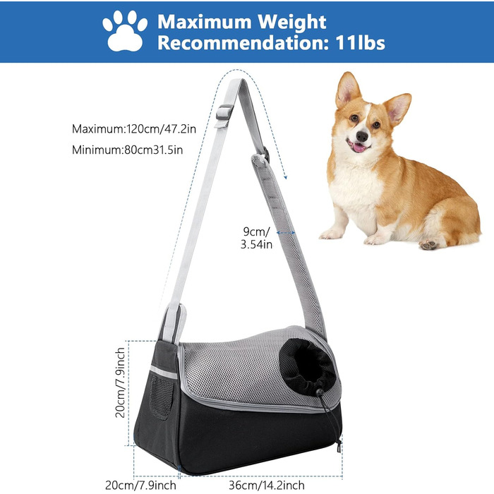 Сумка-переноска для собак та котів, чорна, до 5 кг, регульована, для прогулянок