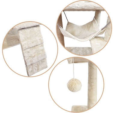 Високий ігровий комплекс для котів Mersjo: дряпалка, будиночок та лежанка, 6 рівнів, 125 см