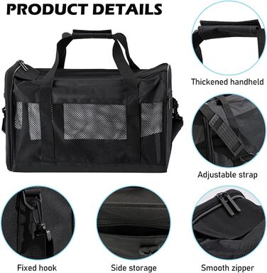 Транспортний бокс для котів та собак BYZESTY, складаний, з мискою, 42 x 27 x 28 см