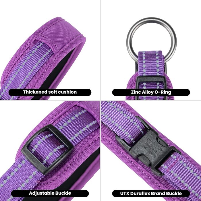 Нашийник для собак EXCELLENT ELITE SPANKER з PU матеріалу, з пряжкою, регульований, для малих, середніх та великих собак, чорний, червоний, синій, фіолетовий (PUL-S) S