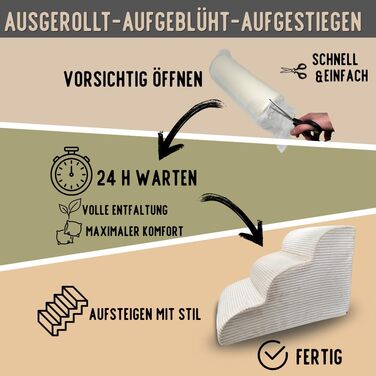 Сходинки для собак Cord бежеві: пандус для собак зі спіненого матеріалу, сходи для котів, тварин, домашніх тварин, пандус для собак на ліжко, 3 сходинки