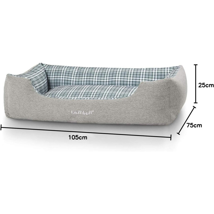 Кенгуруфф ліжко для собак Dreamline з велюру XXL 120 x 85 см - знімний чохол - легко мити - для великих, середніх та маленьких собак (Сірий/Зелений, L 105 x B 75 x H 25 см)