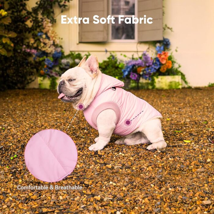 Теплий пуловер для собак Vecomfy з інтегрованим шлейкою, рожевий, XS (для маленьких собак та цуценят)