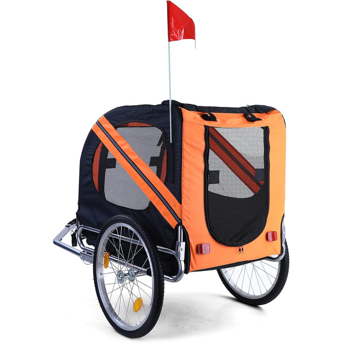 Причіп для велосипеда для собак, складний, до 40 кг, помаранчево-чорний