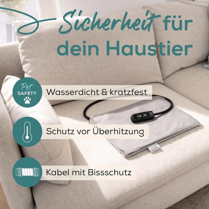 Електричне грільне ліжко Beurer Kira для собак та котів, з таймером, 41 x 34 см, миється при 30°C, зносостійке та водонепроникне
