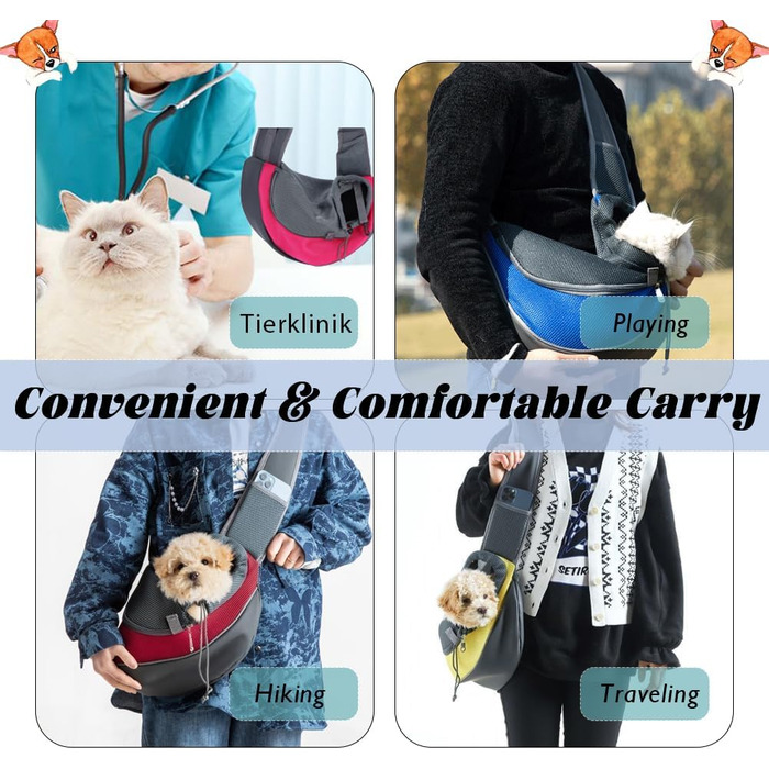 Сумка-переноска для собак та котів XGOPTS, чорна, до 5 кг, регульована, дихаюча, для прогулянок на вулиці