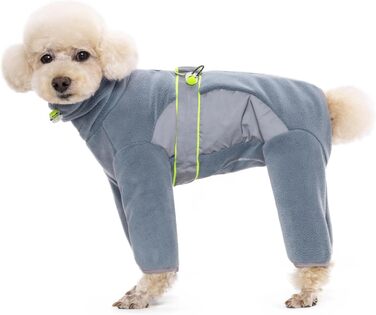 Флісовий теплий зимовий одяг для собак, куртка-комбінезон з D-кільцем, регульований, для маленьких та середніх собак (Сіро-блакитний, M)