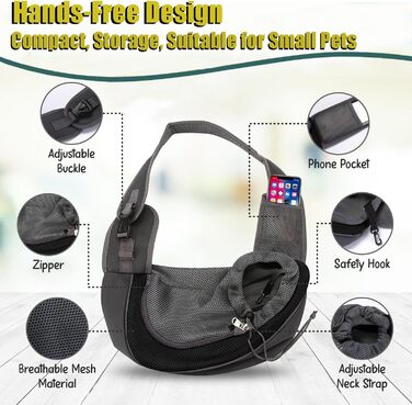 Сумка-переноска для собак і котів, чорна. Ідеальна для прогулянок та активностей на свіжому повітрі. Регульоване плече.