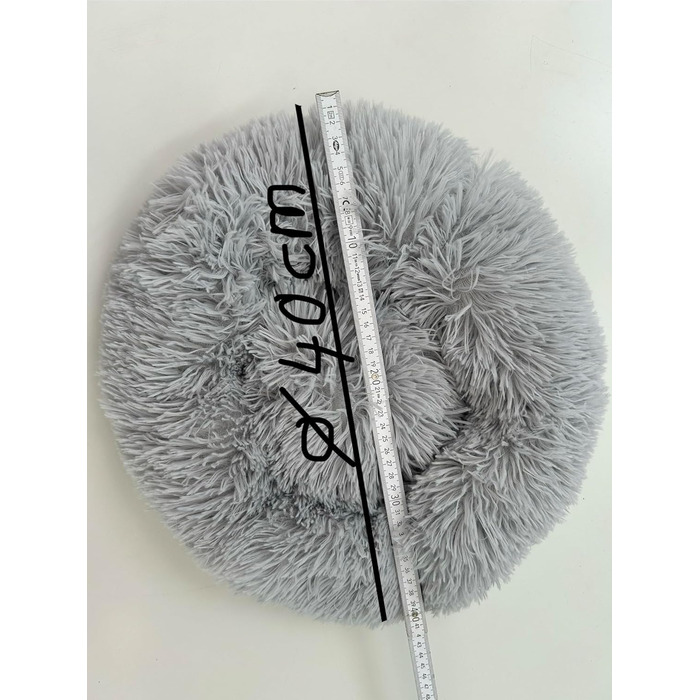 М'яке ліжко для собак та котів Donut, кругле, світло-сіре, Ø 40 см, з плюшу, миється, не слизьке