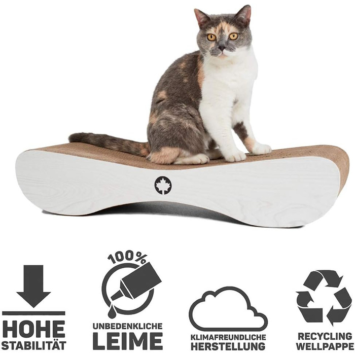 CanadianCat Company XXL Лаунж для котів з картону, білий-сірий, з котячою м'ятою, когтеточка 76x24x15 см
