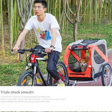 PRUJOY 2-в-1: велосипедний причіп для собак великих порід з 3 колесами, амортизаторами та захистом від перекидання (жовтий)