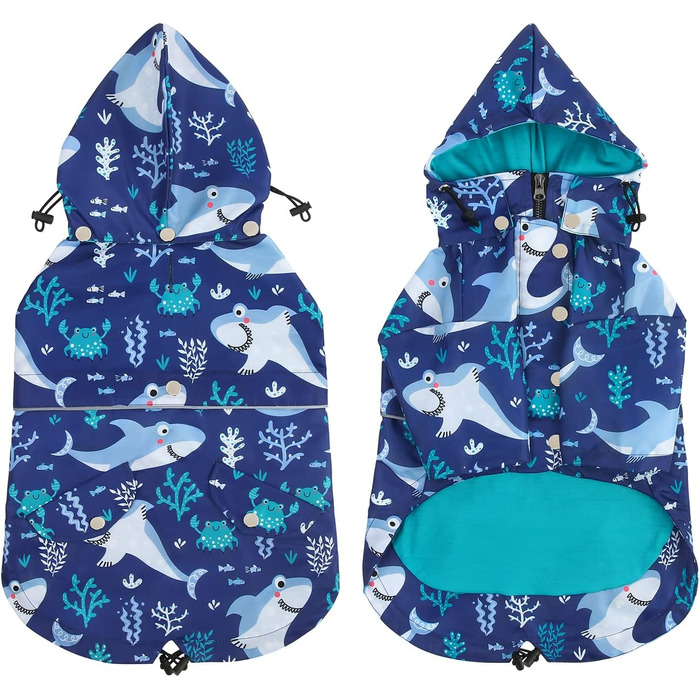 Дощовик для собак HDE, двошаровий, на блискавці, з капюшоном, розмір 3XL (XXX-Large, Хай)