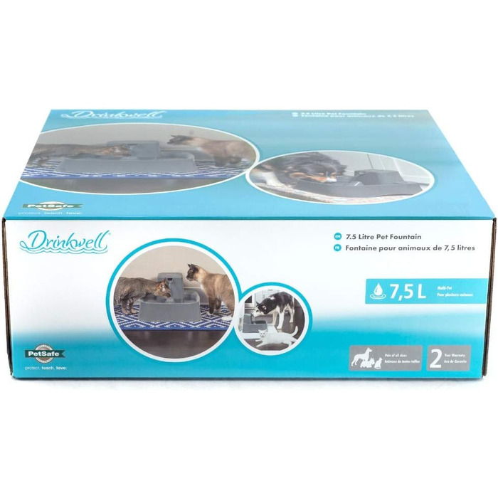 Автоматичний фонтан для води PetSafe Drinkwell 7,5 л для великих собак і котів, з фільтром, легке очищення