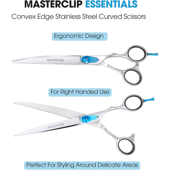 Професійна вигнута ножиця Masterclip Essentials для перукарів (19,1 см), нержавіюча сталь, для правшів
