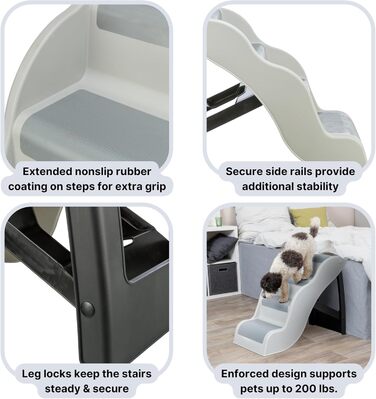 Сходинка для собак TRIXIE з гумовим покриттям – 4 сходинки, сіра