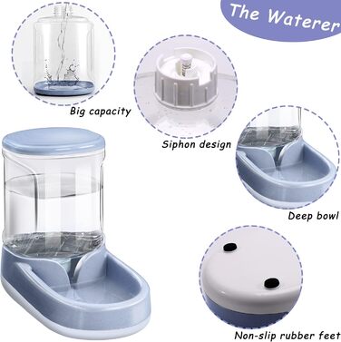 Автоматичний диспенсер корму та води для собак та котів, 3.8 л, 2-в-1, сірий