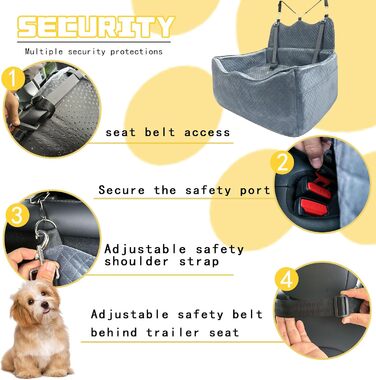 Автокрісло для собак: безпечне та зручне, велике, сірого кольору. Розбірне, для маленьких та середніх собак