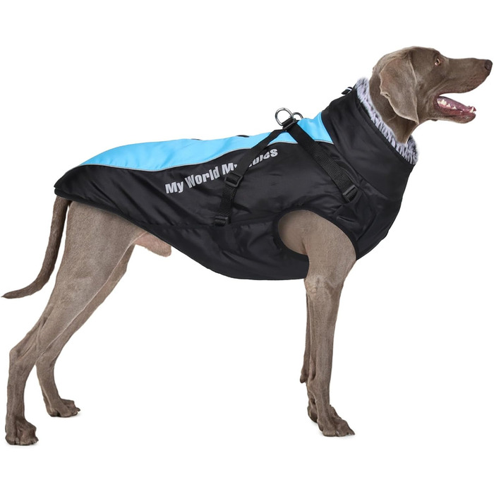 Зимовий теплий одяг для собак FeimaX: водонепроникна куртка з плюшем, світловідбиваючий жилет для маленьких, середніх та великих собак XL (Обхват грудей: 57 см, Довжина спини: 42 см), Колір: Синій