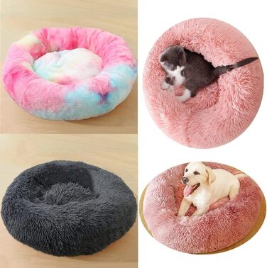 Ортопедична подушка для собак середніх порід, плюшеве ліжко для собак та котів, кругла м'яка подушка-гніздо, ліжко для собак, ліжко для котів (фіолетовий, 110x110x20 см)