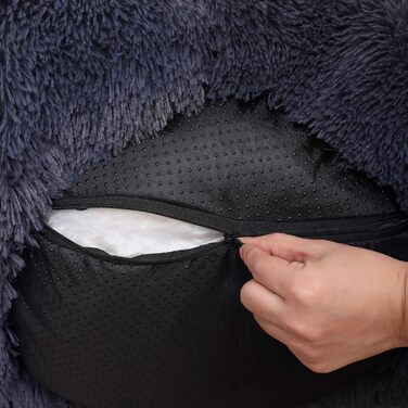 Крісло-лежанка для собак та котів Feandrea Ombré-Grey, діаметр 90 см, знімний наповнювач, плюшеве, для комфортного сну